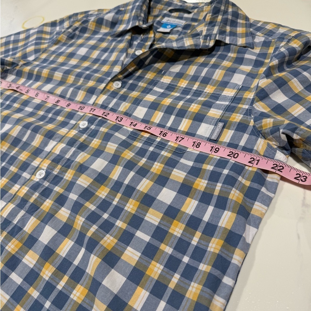 Columbia Men's Checkered Blue and Yellow Shirt - Picture 5 of 8
